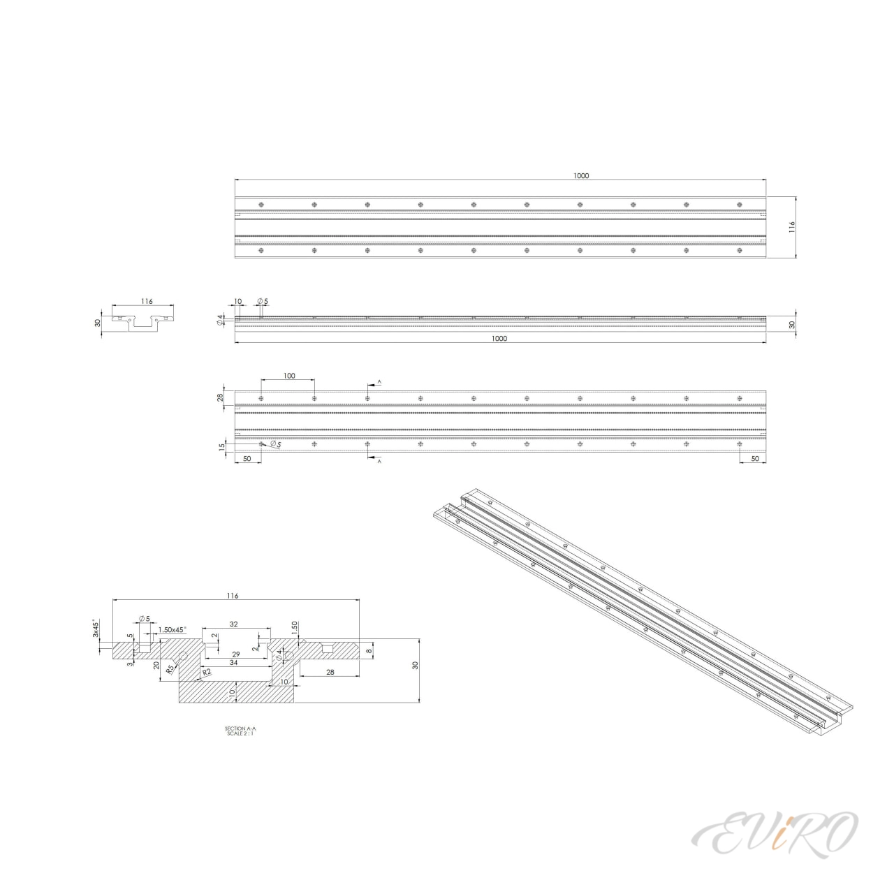 Гипсовый встраиваемый профиль EViRO под LED освещение Модель 3
