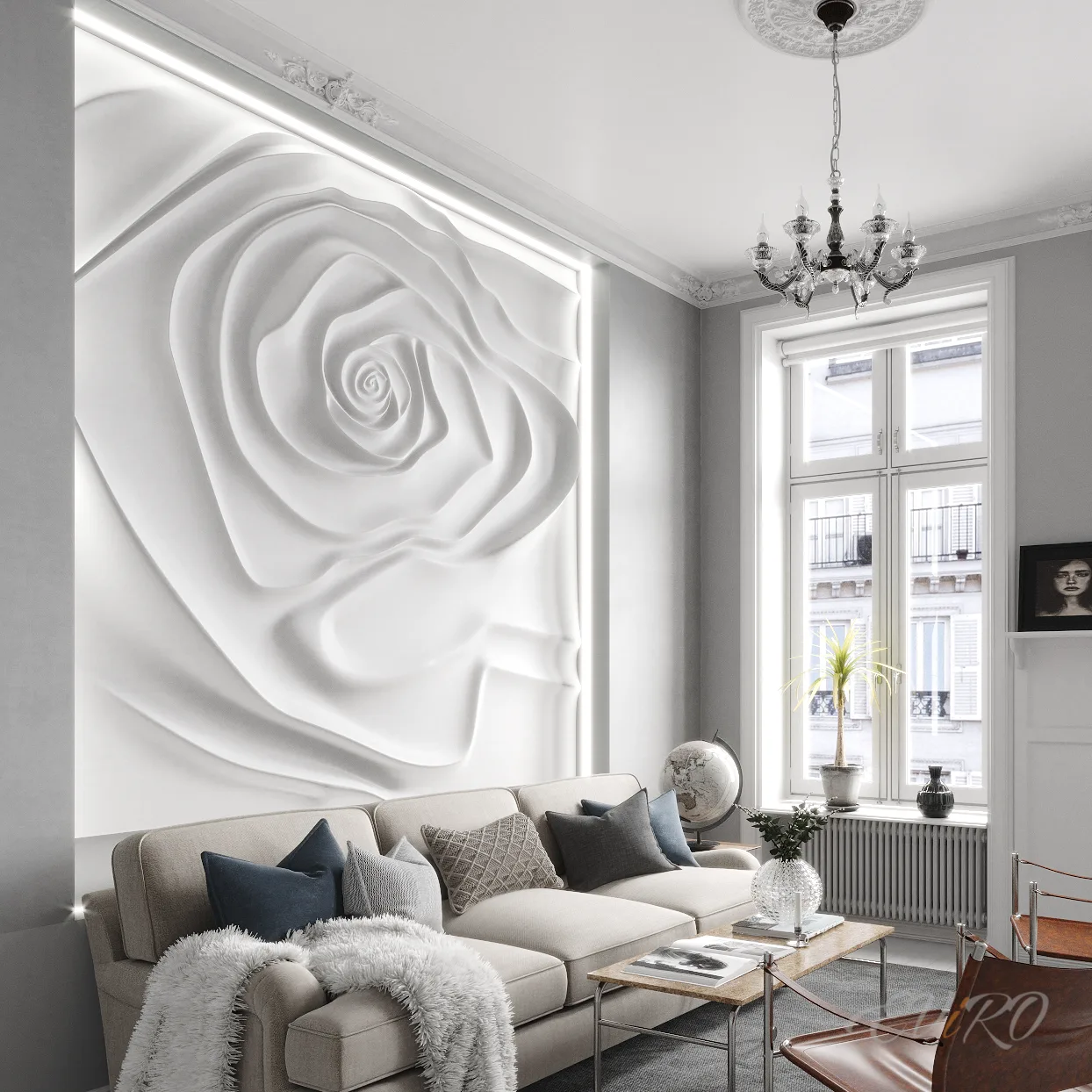 Гипсовый 3D барельеф EViRO Rose 