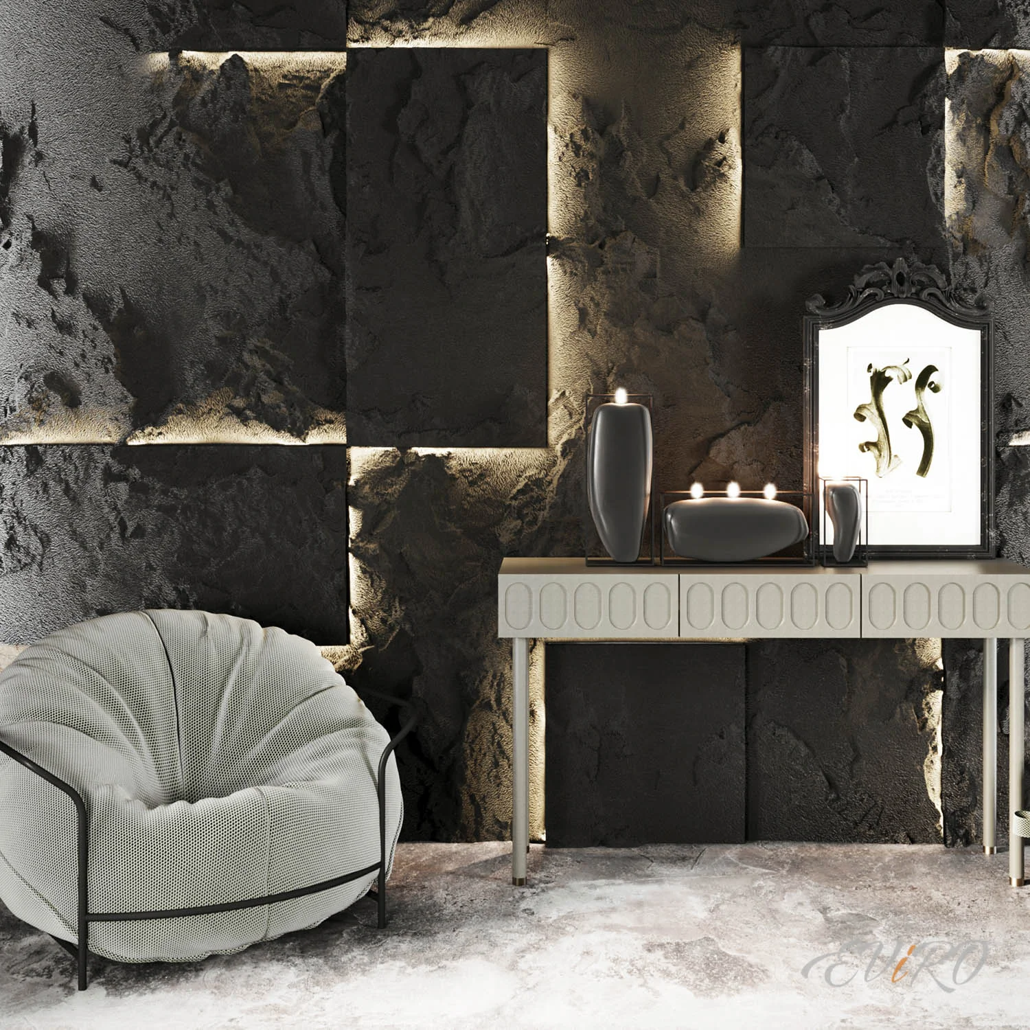 Гипсовая 3D панель EViRO Rock Slabe LED