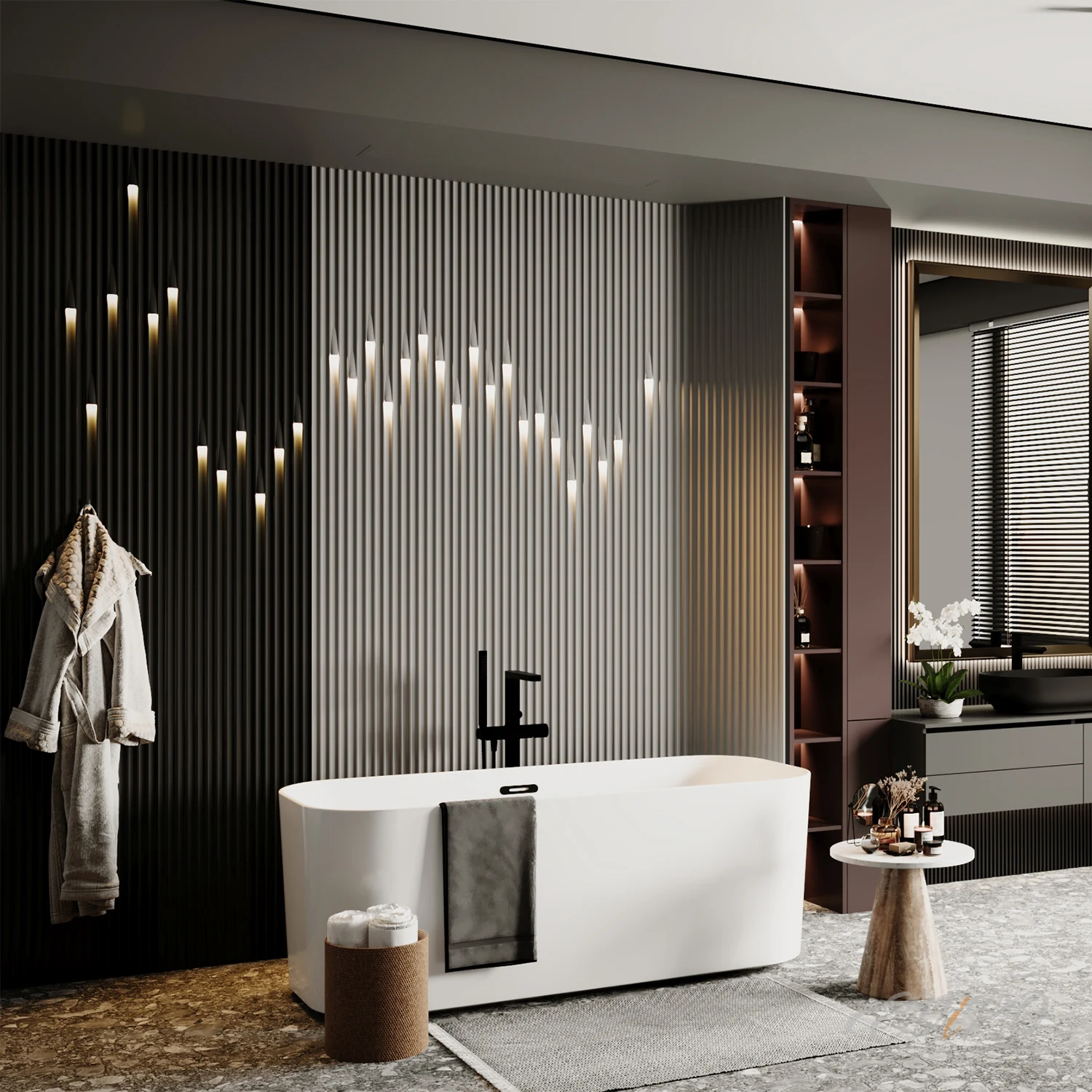 Реечная панель со встроенной подсветкой Steps