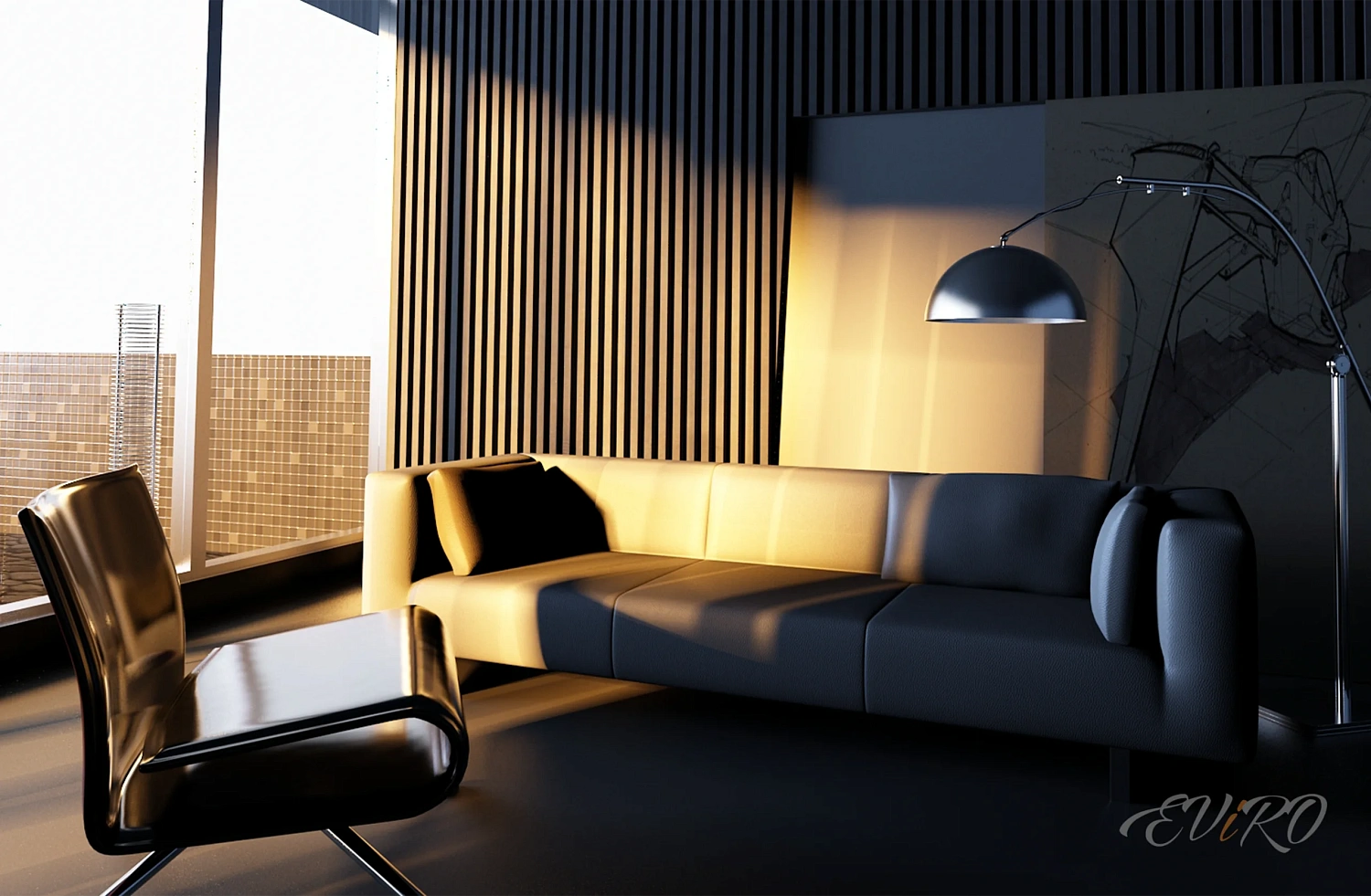 Стеновая панель с 3d эффектом Рейки